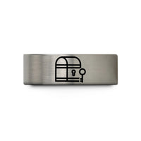 perfect presents for parents – black & blue & grey tungsten treasure chest key wedding band