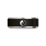 unique holiday presents mom – black & gray tungsten yin yang cat wedding band