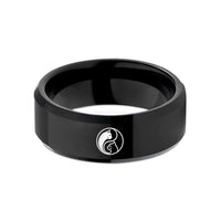 best mom present ideas – black tungsten yin yang cat wedding band