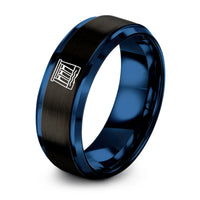 Gifts Best Friend for Women – black & blue tungsten hydro dam ring