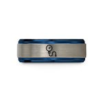 unique presents for her – blue & gray tungsten pressure gauge wedding band