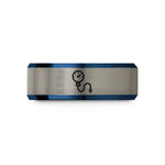unique presents for her – blue & silver tungsten pressure gauge wedding band