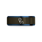 engraved rings for friends – gunmetal & blue tungsten pressure gauge wedding band