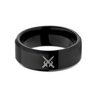 custom presents for her – black tungsten sai crossed pair wedding band