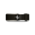 personal keepsake for her – black & gray tungsten truckers hitch wedding band