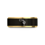 friendship rings for her – black & gold tungsten wine pour wedding band