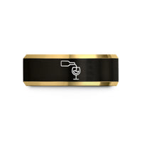 friendship rings for her – black & gold tungsten wine pour wedding band