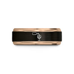 meaningful presents for her – black & rose gold tungsten wine pour wedding band