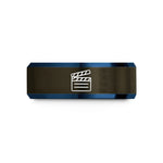 best presents for graduates – gunmetal & blue tungsten clapperboard wedding band