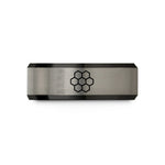 personalized present ideas – black & blue & gray tungsten graphene honeycomb wedding band