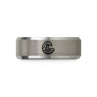 engraved rings for him – silver tungsten waves wedding band
