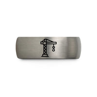 special presents for him – black & silver tungsten construction crane wedding band