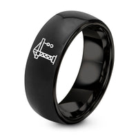 Gifts for A Marine Man – black tungsten construction crane ring