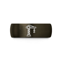 special presents for him – gunmetal & black tungsten construction crane wedding band