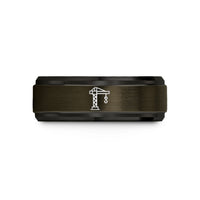 special presents for him – gunmetal & black tungsten construction crane wedding band