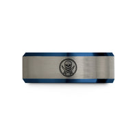 tungsten rings for men – black & blue & silver tungsten cutlasses circle wedding band