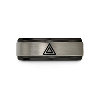 men’s tungsten wedding bands – black & silver tungsten delta wedding band