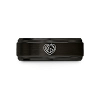 personalized bands for him – black tungsten horseshoe heart horse wedding band