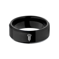 men's military present ideas – black tungsten machine screw wedding band