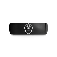 personalized jewelry for mom – black tungsten riding helmet horseshoe wedding band