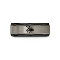 new mom present ideas – black & blue & silver tungsten salmon fly wedding band