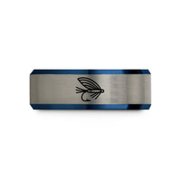 new mom present ideas – black & blue & grey tungsten salmon fly wedding band