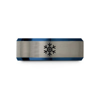 unique presents for nurses – blue & gray tungsten snowflake wedding band