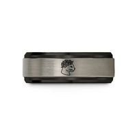 best presents for sisters – black & silver tungsten cat roses wedding band