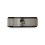 special present for sister – black & silver tungsten cat roses wedding band