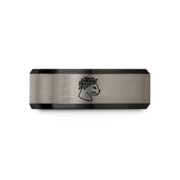 special present for sister – black & silver tungsten cat roses wedding band