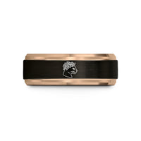 special present for sister – black & rose gold tungsten cat roses wedding band