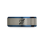 unique wedding present ideas – black & blue & grey tungsten blackbeard heart wedding band