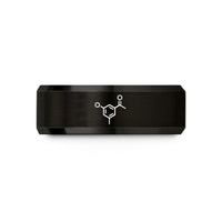 best presents for couples – black tungsten aspirin molecule wedding band