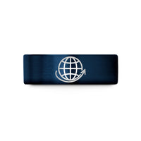 best presents for couples – black & blue tungsten globe orbit arrow wedding band