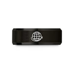 unique wedding couple presents – black tungsten globe orbit arrow wedding band