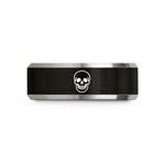 unique presents for couples – black & gray tungsten grinning skull wedding band