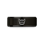 unique wedding couple presents – black tungsten lens hood wedding band