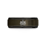 unique wedding present ideas – gunmetal & black tungsten triquetra leaves wedding band