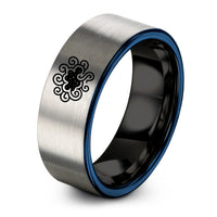 wedding present ideas – black & blue & silver tungsten nebula ring
