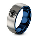 Gifts for A Wedding – blue & silver tungsten nebula ring