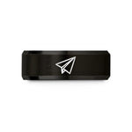 unique wedding presents ideas – black tungsten paper plane wedding band