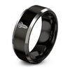 Torx Screw – Tungsten Wedding Band, 8 mm, Black, Silver Comfort-Fit Unisex