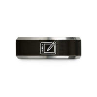 engraved jewelry for her – black & silver tungsten drawing tablet stylus wedding band