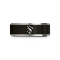 special presents for ladies – black & silver tungsten anatomical heart wedding band