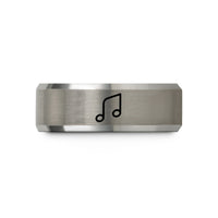 presents for female friend – black & silver tungsten glissando notes wedding band