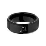 unique tokens for her – black tungsten glissando notes wedding band