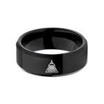 engraved presents for her – black tungsten borobudur wedding band