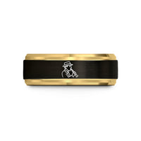 unique presents for him – black & gold tungsten clarinet jazz fedora wedding band