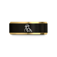 unique presents for him – black & gold tungsten clarinet jazz fedora wedding band