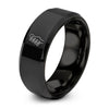Line Headstock – Tungsten Wedding Band, 8 mm, Black Comfort-Fit Unisex